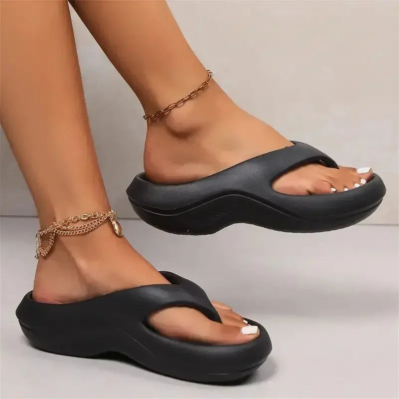 Thick Platform Eva Flip Flops for Women 2024 Summer Clip Toe Non Slip Beach Sandals Woman Comfortable Soft Sole Cloud Slippers